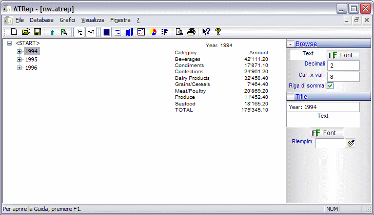 ATReport reports and charts from database