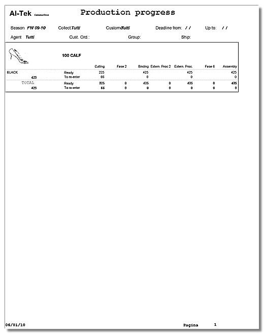 ERP software for shoe manufactoring: production progress
