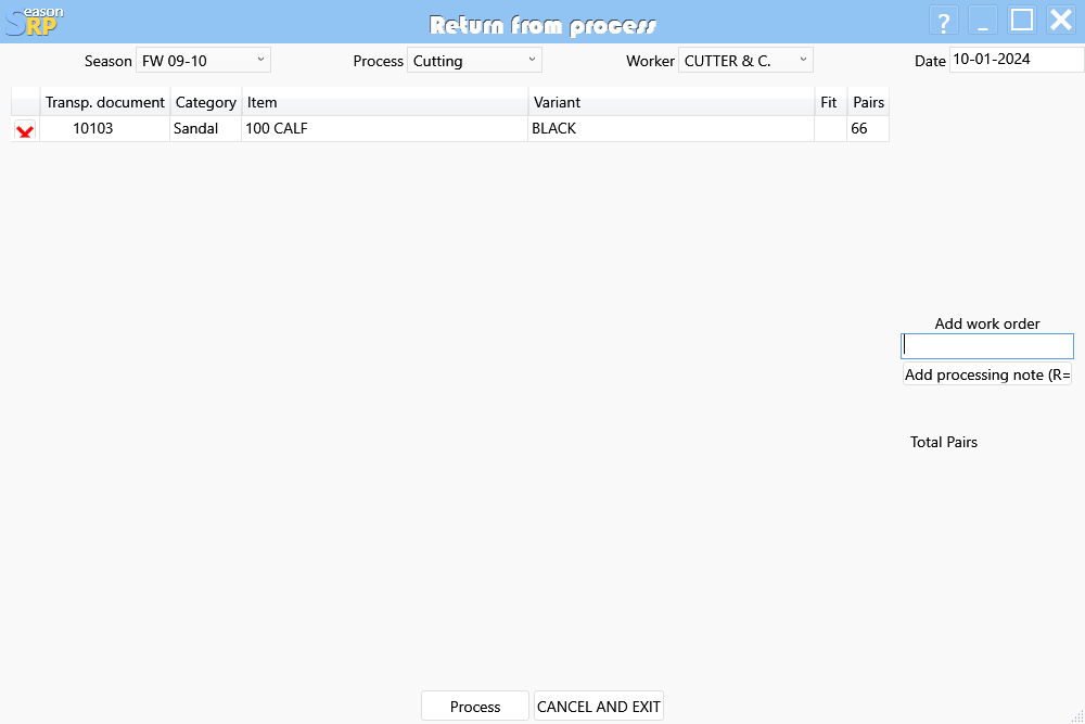 Return ticket from manufacturer