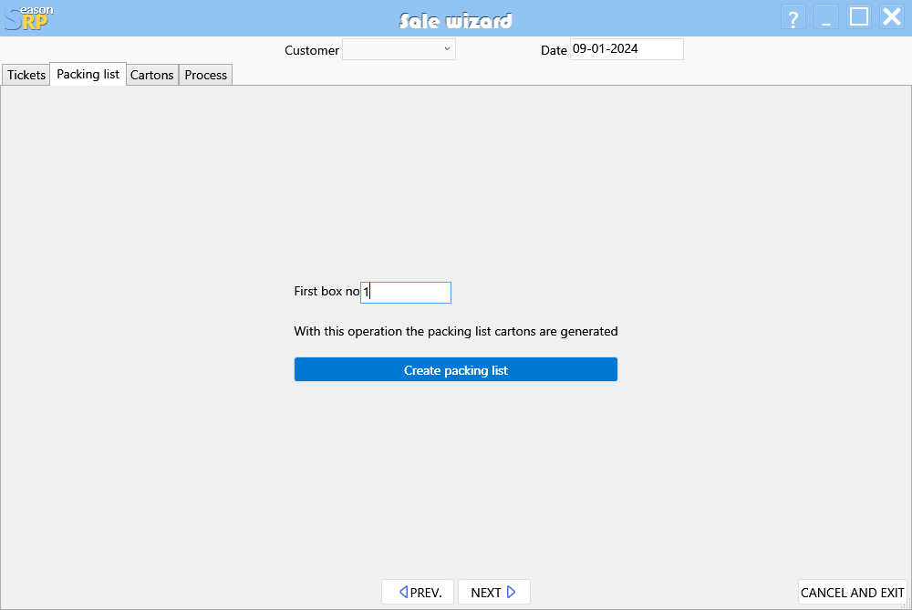Footwear erp Sell wizard step 2