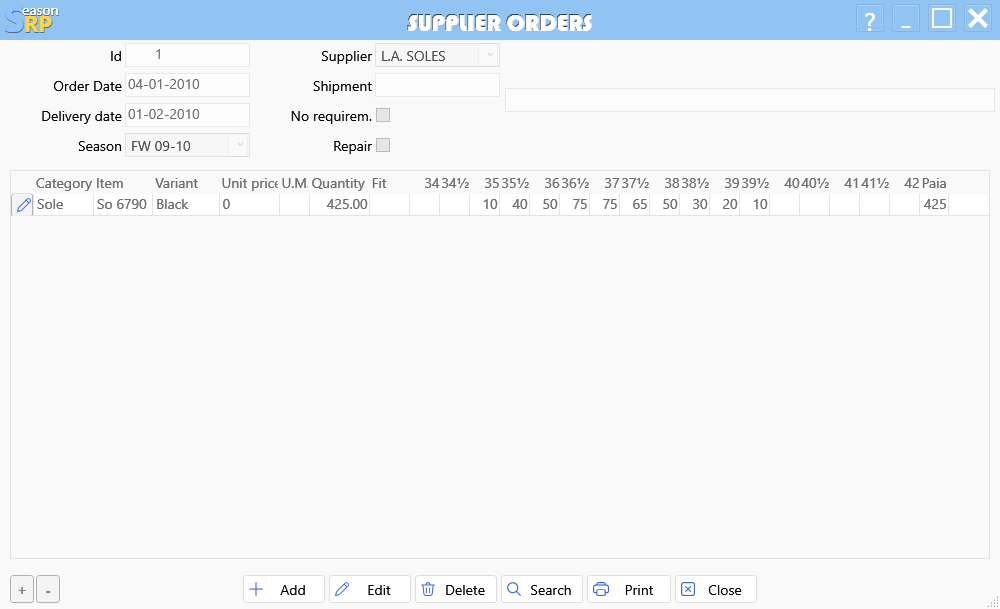 Suppliers order