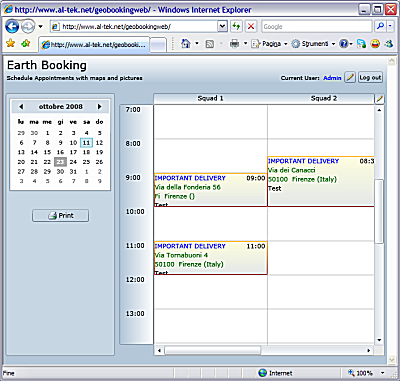 Geobooking multi-squad georeferenced booking system
