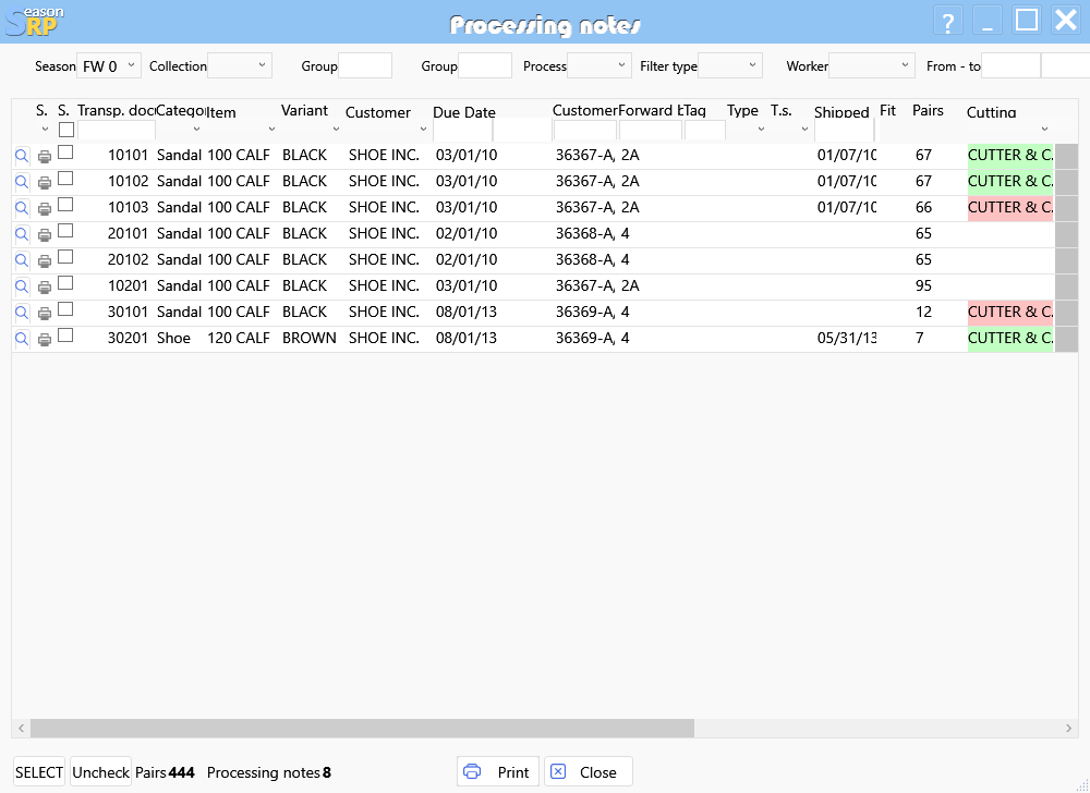 Processing Notes footwear