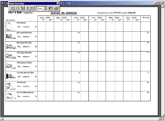 Software gestionale calzature, reports