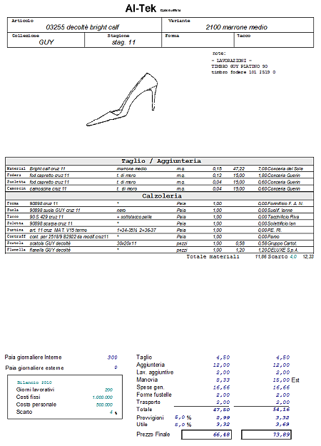 Gestionale calzaturifici report prezzi