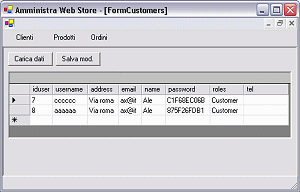 Web Shop winform client administration